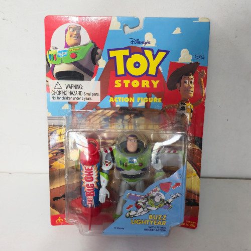 Vintage 1995 Thinkway Toys Buzz Lightyear with Flying Rocket Action Figure (Front)