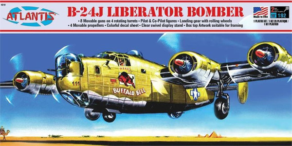 Atlantis Models B-24J Liberator Bomber Buffalo Bill Plastic Model Kit 1/92 Scale H218