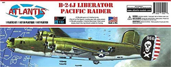 Atlantis Models B-24J Liberator Bomber Pacific Raider Plastic Model Kit 1/92 Scale H237