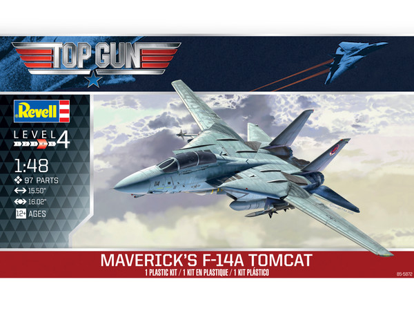 Revell Top Gun Classic Maverick's Grumman F-14A Tomcat 1/48 Scale Plastic Model Kit 85-5872