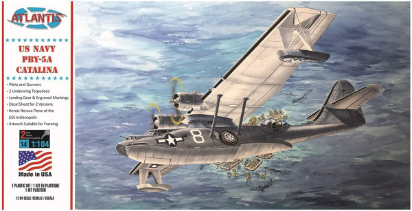 Atlantis Models US Navy PBY-5A Catalina Seaplane 1/104 Scale Plastic Model Airplane Kit M5301