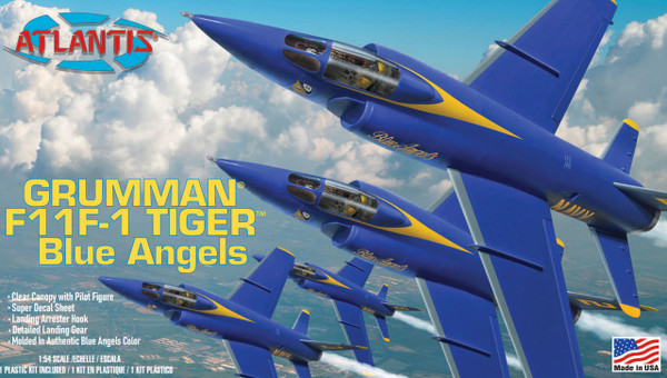 Blue Angels Grumman F11F-1 Tiger Plastic Model Kit 1/54 Scale Atlantis Models H169