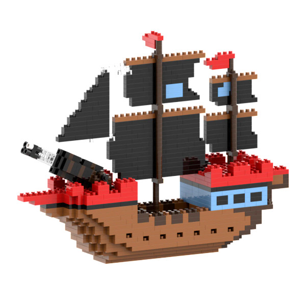 Brixies Pirate Ship 699 Piece Building Bricks Set Schäfer Toy Company #20576 Item Front View