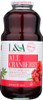 L & A JUICE: All Cranberry Juice, 32 oz New