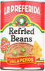 LA PREFERIDA: Refried Bean With Jalapenos, 16 oz New
