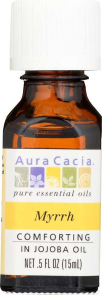 AURA CACIA: Pure Essential Oil Myrrh in Jojoba Oil, 0.5 oz New