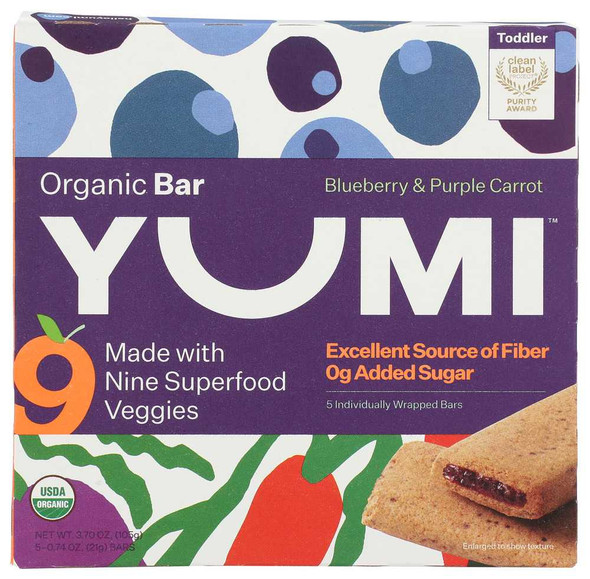 YUMI: Blueberry and Purple Carrot Organic Bar, 3.7 oz New