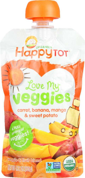 HAPPY TOT: Veggies Carrot Banana Mango Sweet Potato Organic, 4.22 oz New