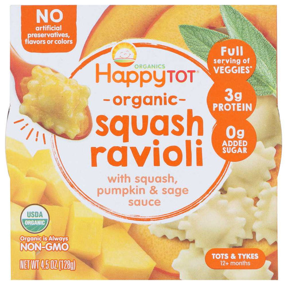 HAPPY BABY: Veggies Bowl Ravioli Squash, 4.5 oz New