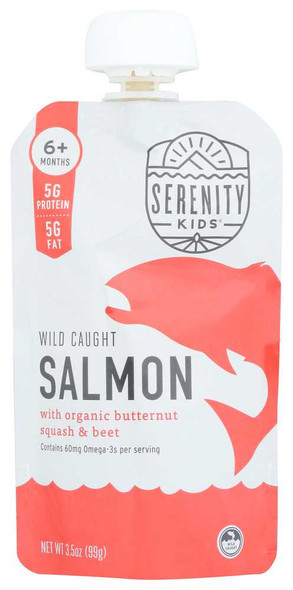 SERENITY KIDS: Salmon with Organic Butternut Squash & Beet Baby Food, 3.5 oz New