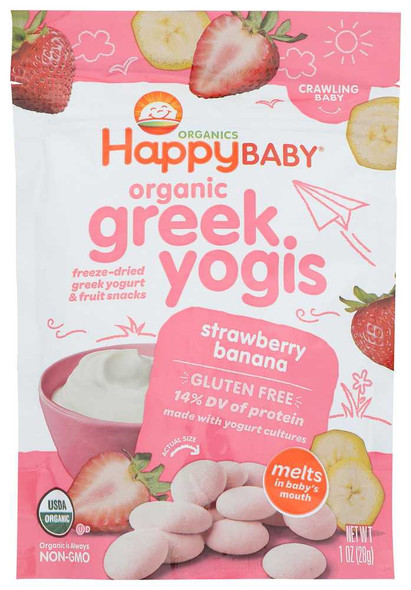 HAPPY BABY: Yogi Greek Yogurt Strawberry Ban Org, 1 OZ New
