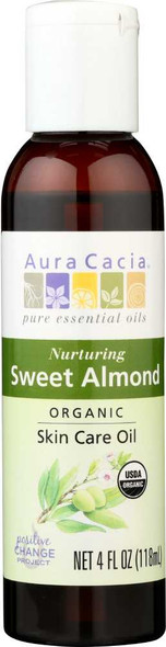 AURA CACIA: Organic Skin Care Oil Nuturing Sweet Almond, 4 oz New