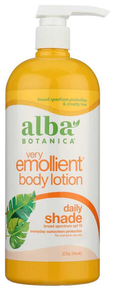 ALBA BOTANICA: Very Emollient Body Lotion Daily Shade SPF 15, 32 oz New