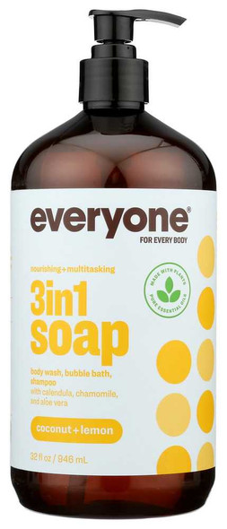 EO PRODUCTS: Everyone 3-in-1 Coconut + Lemon Soap, 32 Oz New