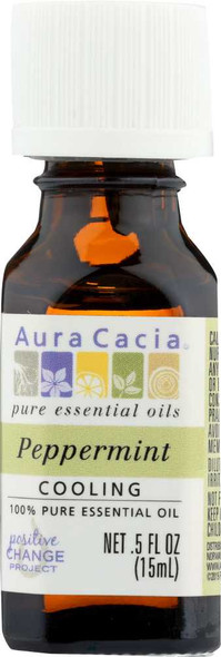 AURA CACIA: 100% Pure Essential Oil Peppermint, 0.5 Oz New