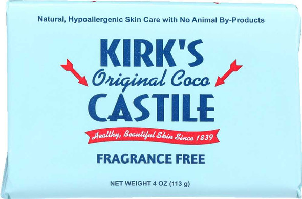 KIRK'S: Original Coco Castile Bar Soap Fragrance Free, 4 oz New