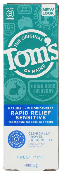TOMS OF MAINE: Rapid Relief Sensitive Natural Toothpaste, 4 oz New