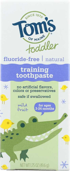 TOMS OF MAINE: Toddler Fluoride-Free Natural Training Toothpaste Mild Fruit, 1.75 oz New