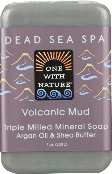ONE WITH NATURE: Volcanic Mud Triple Milled Mineral Bar Soap Argan Oil & Shea Butter, 7 oz New