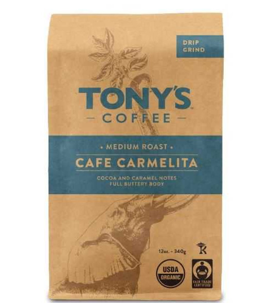 TONYS COFFEE: Carmelita Drip Grind Coffee, 12 oz New