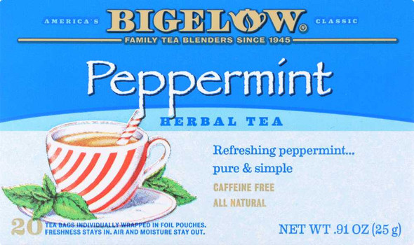 BIGELOW: Herbal Tea Peppermint, 20 Tea Bags New