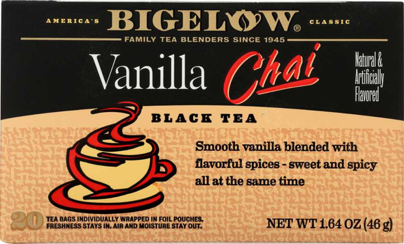 BIGELOW: Vanilla Chai Black Tea 20 Tea Bags, 1.64 oz New