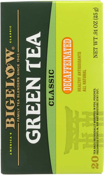BIGELOW: Green Tea Classic Decaffeinated 20 Tea Bags, 0.91 oz New