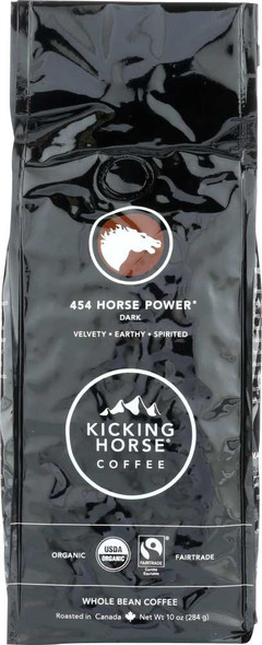 KICKING HORSE COFFEE: 454 Horse Power Dark Roast Whole Bean, 10 oz New