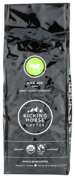 KICKING HORSE COFFEE: Kick Ass Dark Roast Whole Bean, 10 oz New
