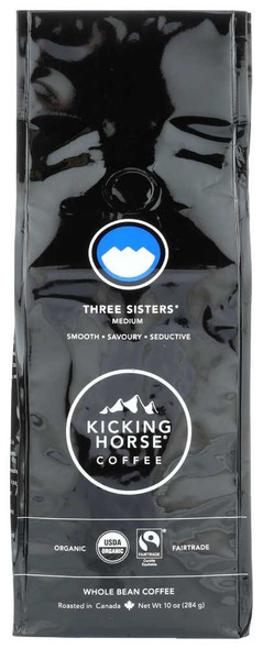 KICKING HORSE COFFEE: Three Sisters Medium Roast Whole Bean, 10 oz New