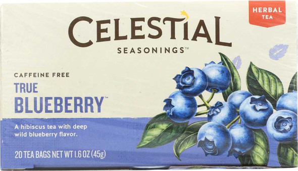 CELESTIAL SEASONINGS: True Blueberry Herbal Tea Caffeine Free, 20 bg New