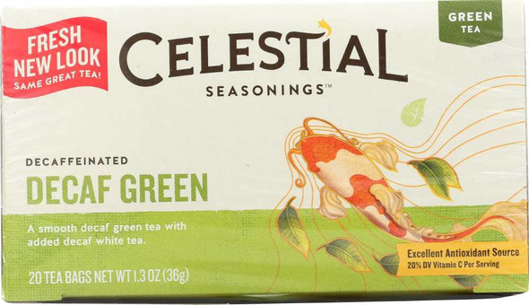 CELESTIAL SEASONINGS: Green Tea With White Tea Decaffeinated 20 Tea Bags, 1.2 oz New