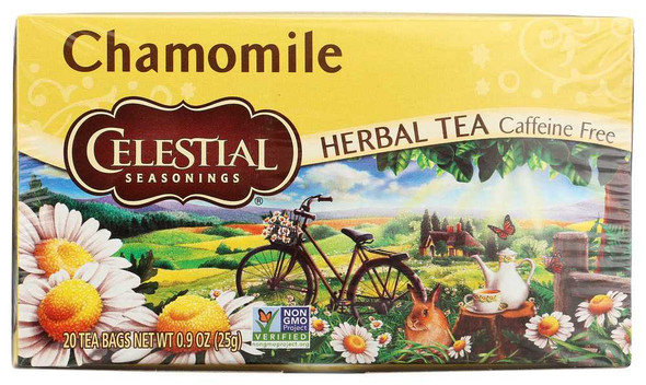 CELESTIAL SEASONINGS: Chamomile Herbal Tea Caffeine Free 20 Tea Bags, 0.9 oz New