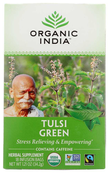 ORGANIC INDIA: Tulsi Green Tea, 18 Tea Bags, 1.21 oz New