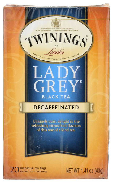 TWINING TEA: Decaffeinated Lady Grey Black Tea, 20 bg New