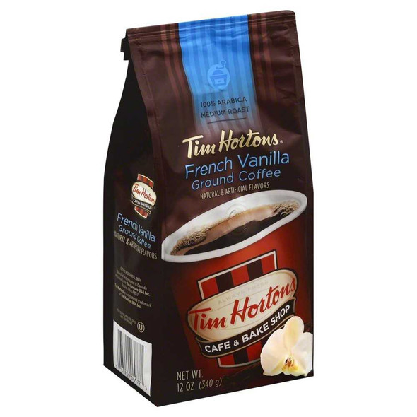 TIM HORTON: Coffee Ground French Vanilla, 12 oz New
