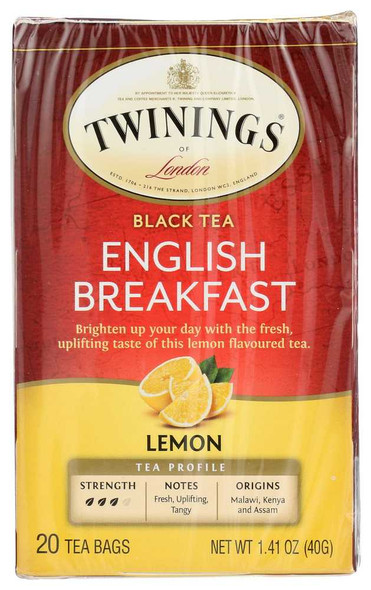 TWINING TEA: English Breakfast Lemon Black Tea, 20 bg New