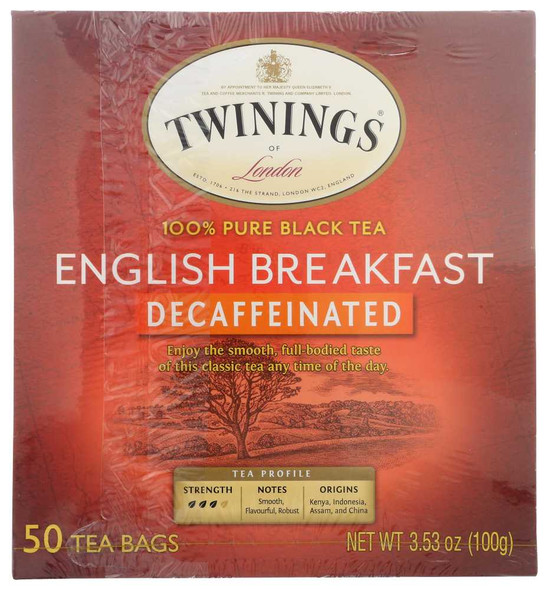 TWINING TEA: Decaffeinated English Breakfast Black Tea, 50 bg New