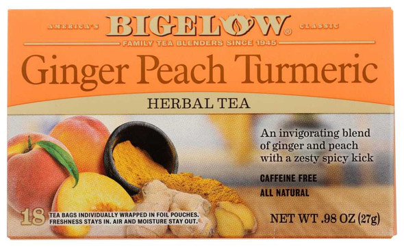 BIGELOW: Ginger Peach Turmeric Herbal Tea, 0.98 oz New