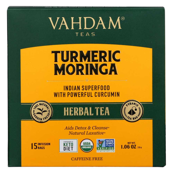 VAHDAM TEAS: Turmeric Moringa Herbal Tea, 1.06 oz New