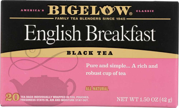 BIGELOW: English Breakfast Black Tea 20 Bags, 1.5 oz New
