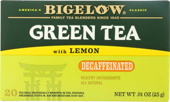 BIGELOW: Green Tea with Lemon Decaf 20 Bags, 0.91 oz New