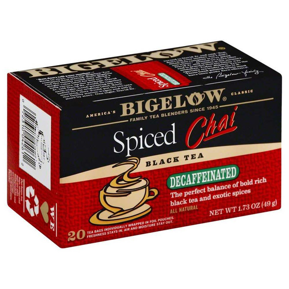 BIGELOW: Spiced Chai Decaf Tea 20 Bags, 1.73 oz New