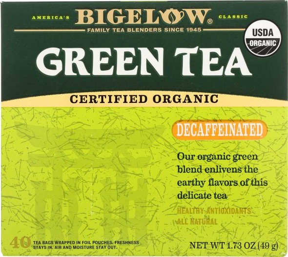 BIGELOW: Organic Green Tea Decaf 40 Bags, 1.73 oz New