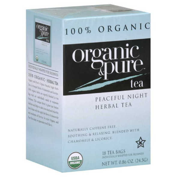 ORGANIC & PURE: Tea Herbl Peacfl Nght Org, 18 bg New