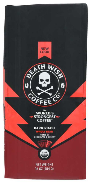 DEATH WISH COFFEE: Dark Roast Whole Bean Coffee, 1 lb New