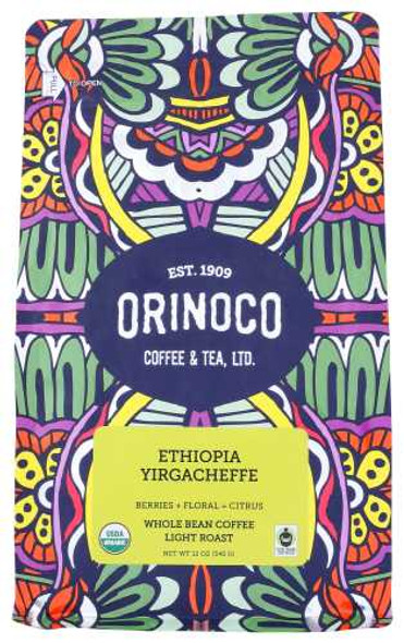 ORINOCO COFFEE TEA: Ethiopia Yirgacheffe Whole Bean Coffee, 12 oz New