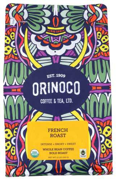 ORINOCO COFFEE TEA: French Roast Whole Bean Coffee, 12 oz New