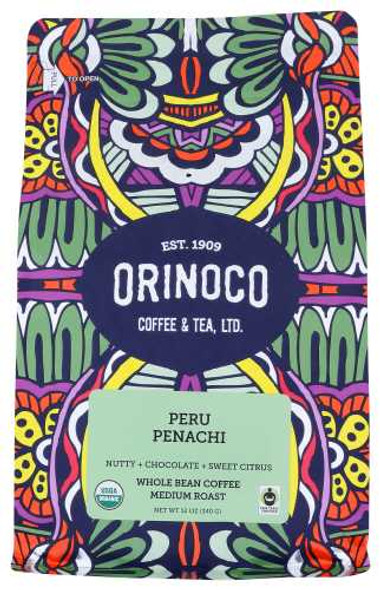 ORINOCO COFFEE TEA: Organic Peru Penachi Coffee Whole Bean, 12 oz New