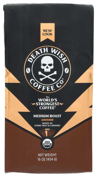 DEATH WISH COFFEE: Medium Roast Coffee Ground, 16 oz New